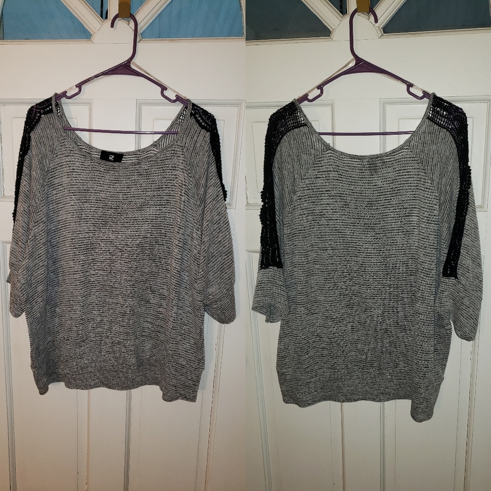 Iz Byer Dolman Sleeve Top with Shoulder Lace Detail